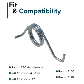AlveyTech Chain Tensioner Spring - for The Razor E100, E100 Glow, E150, E175, & E90 Accelerator, Replacement Fit, Kids Electric Mini Dirt Scooter Parts, Metal Easy Install Silver Springs