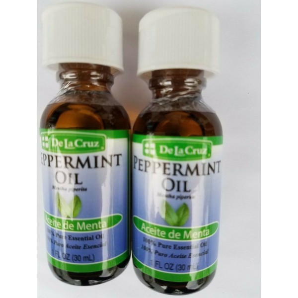 2 Peppermint Oil De La Cruz 100% Pure Essential Oil 1 fl oz each Aceite de Menta