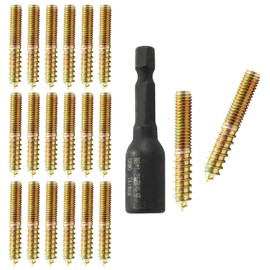 Hitefu 20PCS Hanger Bolts, M8 Double Ended Screws 2"(50mm) Length, M8 Dowel Screw for Wood Furniture, with (M8x1.25mm) Hanger Bolt Driver