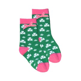 Calcetines de trébol para niñas, color verde y rosa, Verde/Naranja, 12-3.5