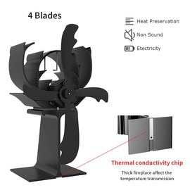 FFYan Stove Fan, New Four-Blade Elk Fireplace Fan, No Electricity, Environmentally Friendly for Fireplace, Wood Burner