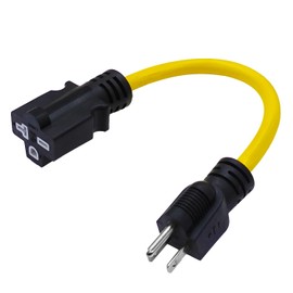 YSIL Dryer Plug Adapter 15A 125V to 20A 250V Adapter Cable 1 FT 12AWG 5-15P to 6-15/20R T Blade AC Power Adapter Converter Indoor/Outdoor Adapter