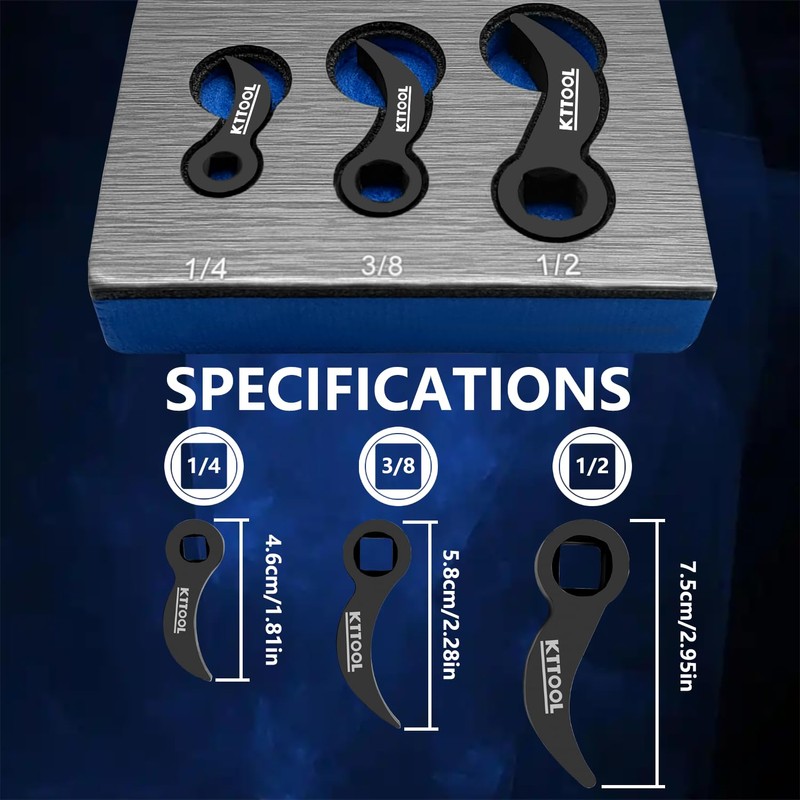 KTTOOL 3 Pcs Pry Bar Wrench Adaptor Head Set, Crowbar