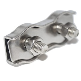 Duplex Wire Rope Clamp 8 mm Pack of 2 for Wire Rope 8 mm Stainless Steel A4 NIRO, AISI 316 Nirosta