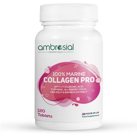 Ambrosial Marine Collagen Pro Capsules 1000 mg – Premium Collagen Supplements for Women & Men with Hyaluronic Acid, Vitamin C, Biotin, Zinc & Botanicals – UK Made, Non-GMO, 120 Tablets