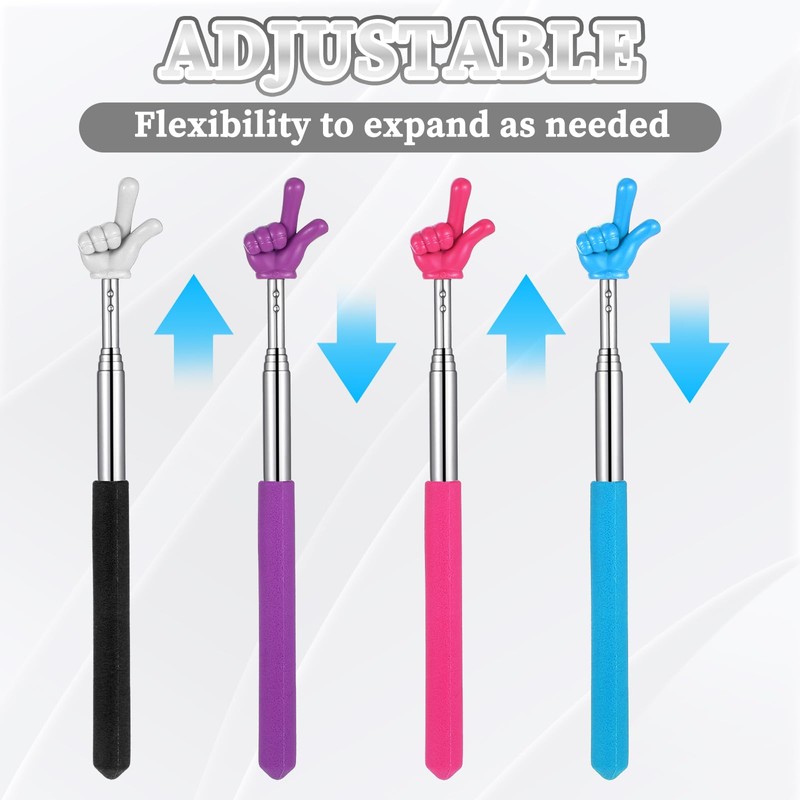 Lnngub Pack of 4 Extendable Pointer Sticks, Stainless Steel Children's