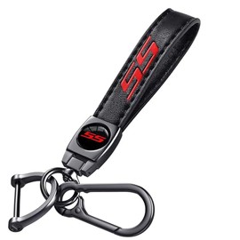 Annloysky Leather Metal Car Key Chain Keyring Accessories Compatible with Chevy Camaro SS Cars Accessories