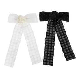Mikinona 2pcs Elegant Ribbon Hairpins for Women Versatile Soft Fabric Accessories for Parties Daily Fashion Black Beige
