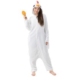 Chicken White M (155–165 cm), Jumpsuit, Onesie, Party, Carnival Costume, Fancy Dress, Pyjamas, Jogging Suit, Cosplay, Animal Costume for Adults