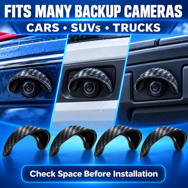 4PCS Curved Carbon Fiber Backup Camera Rain Shield for Commuting