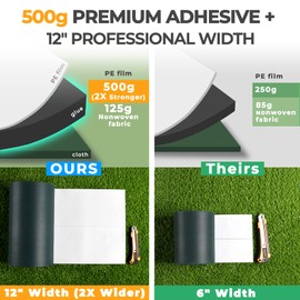 Valcora 12 Inch Artificial Turf Seam Tape with 500g Glue for Synthetic Lawn, Self-Adhesive Turf Tape for Joining Artificial Grass Installation Kit 12" x 16ft (30cm x 5m)