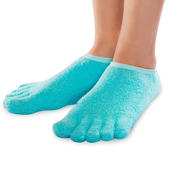 NatraCure 5-Toe Gel Moisturizing Socks (Helps Dry Feet, Cracked Heels, Calluses, Cuticles, Rough Skin, Dead Skin, Use with your Favorite Lotions, and Creams or Pedicure) - 110-M-02 CAT - Size: Small