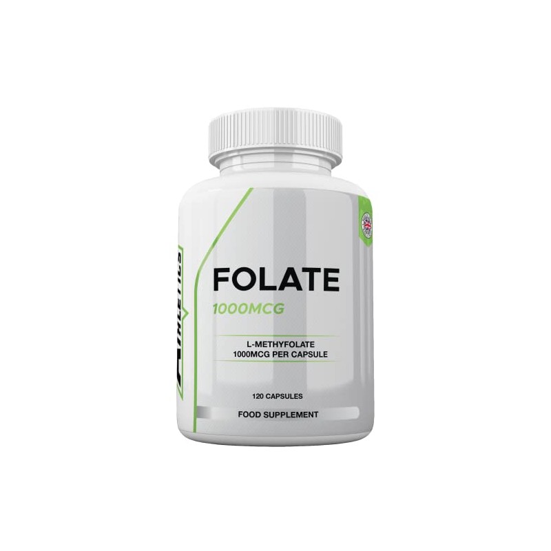 Folate 1000mcg (L-Methylfolate) 120 Capsules, 5-MTHF Active Form of Folic