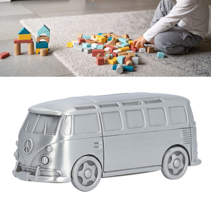 Metal Piggy Bank Bus Shape Cute Alloy Children Money Saving
