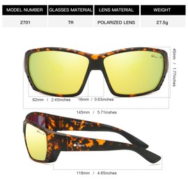 Bevi Polarized Sports Sunglasses Ultralight TR90 Frame Glasses Flexible and Durable for Men Women Sun Glasses 2701C3