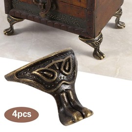 Antique Bronze Box Legs,4Pcs Antique Brass Jewelry Gift Box Wooden Box Foot Table Leg Corner Protector Decorative Jewelry Box Feet,Box Legs Feet Corner Protector Vintage Wood Case Gift Box Feet