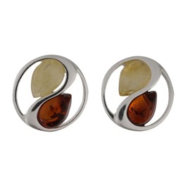 Amber Earrings - Sterling Silver Baltic Honey and Lemon Amber Stud Earrings - Sterling Silver Jewelry Collection
