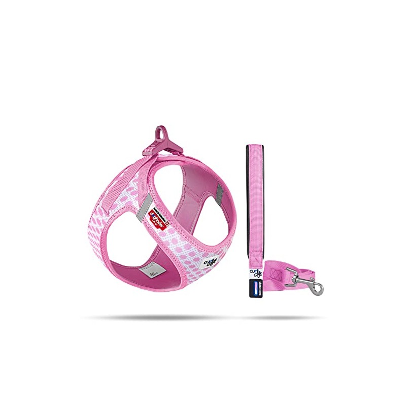 Vest Harness Curli Clasp Air Mesh Pink-Circles M & Leash