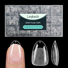 LEYKOSH-Puntas de uñas ovaladas redondas cortas, 216 piezas de uñas postizas acrílicas de gel suave X, uñas postizas transparentes mate preformadas de