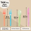 Juvale Rainbow Plastic Silverware Set - Disposable Neon Party Utensils
