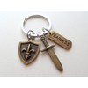 JewelryEveryday Bronze Sword, Small Shield & Fearless Charm Keychain, Knight