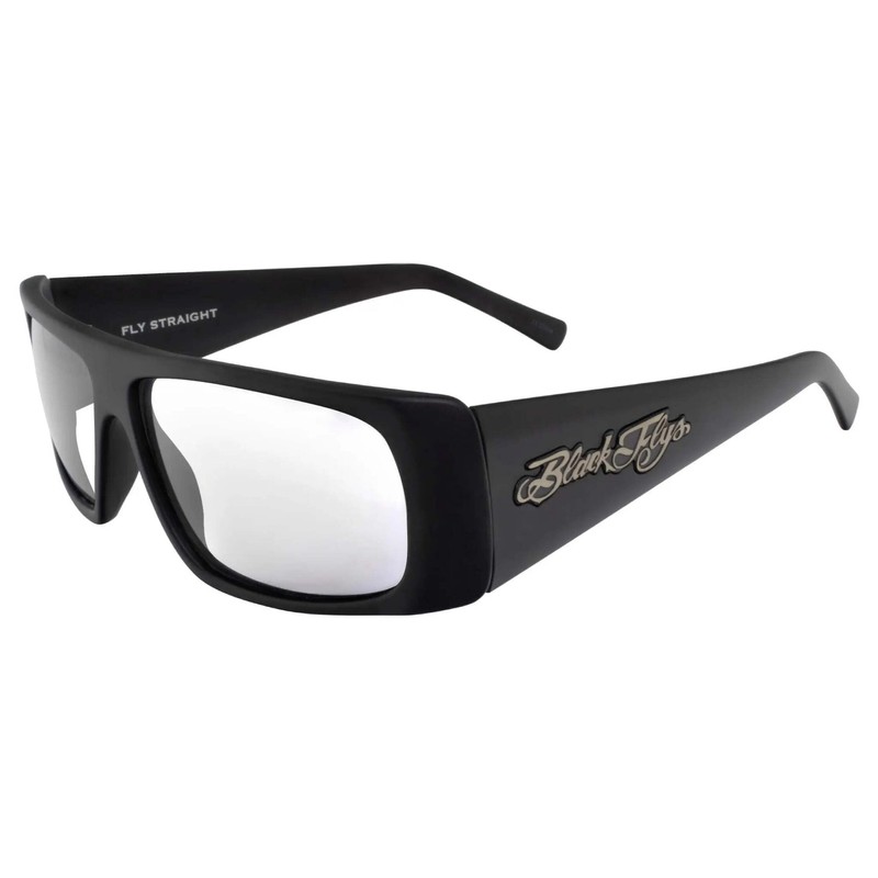 Black Flys Fly Straight Sunglass Shiny Black w/Smoke Polarized Lens