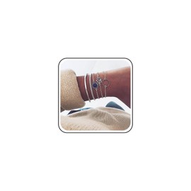 TseenYi Silver Bracelet Sets Boho Layered Stackable Bracelets Bangle Vintage Lotus Round Pendant Bracelet Crystal Flower Pendant Open Wrist Chain Bracelet Jewellery for Women Girls