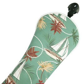 SHABIER Green Vintage Tropical Leaves, Boat, and Sailor Rope Pattern Golf Head Cover for Fairway Club Cover