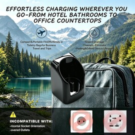 Wall Charger for Oral B Electric Toothbrush, Compatible with io4/io5/io6, Genius 8000/9000, Pro 1000/2000/3000/5000, 3709/3728/3756 Direct Plug-in Waterproof Charger Base Black