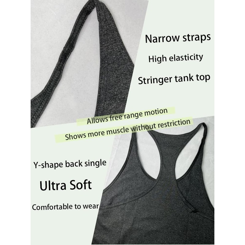 Muhshoiy 3 Pack Mens Stringer Bodybuilding Tank Tops Low Cut