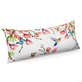 GABraden Microfiber Body Pillow Cover with Hidden Zipper,Comfortable Fabric,Floral Print Pattern Body Pillow Case,Lightweight and Breathable,The Size is 20 "X 54"(01-Flower)