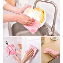 KitchLife Microfiber Cleaning Cloth Roll - Tear-Away Towels, Lint-Free, Reusable, Washable, 20 Sheets for Kitchen, Car, Dishes, and Sensitive Surfaces (Pink)