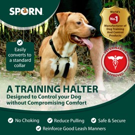 Sporn Original Training Dog Halter Harness, Medium Size No Pull Harness for Dogs with Black Padded Sherpa Sleeves, Breathable Dog Head Halter Harness, Provides to All Medium Breeds