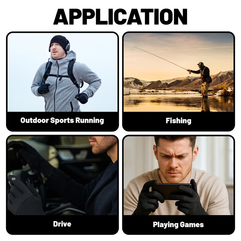 Waterproof Gloves, Touchscreen Fishing Gloves for Men with Flip Cap,