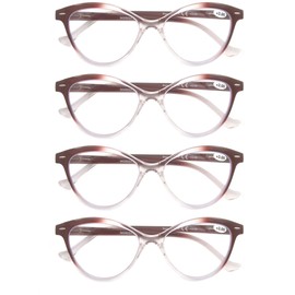 HEEYYOK Women Reading Glasses 4 Pack 1.75 Cateye Readers Glasses Reading Comfort Spring Hinge(4 Pack Color-C4, 1.75, x)
