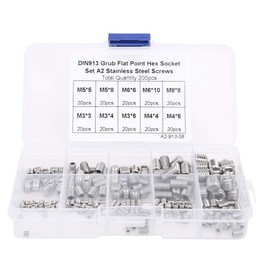 200 Uds M3/M4/M5/M6/M8 Tornillo sin Cabeza Plano Tornillo de Acero Inoxidable Tornillo Hexagonal Tornillo sin Cabeza Tornillos Tuercas para Instrumento Preciso