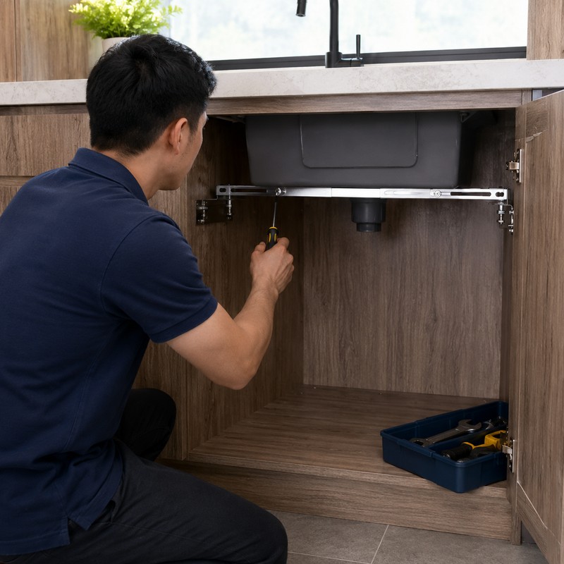 Undermount Sink Support Bracket for Kitchen Installation - Adjustable Stainless