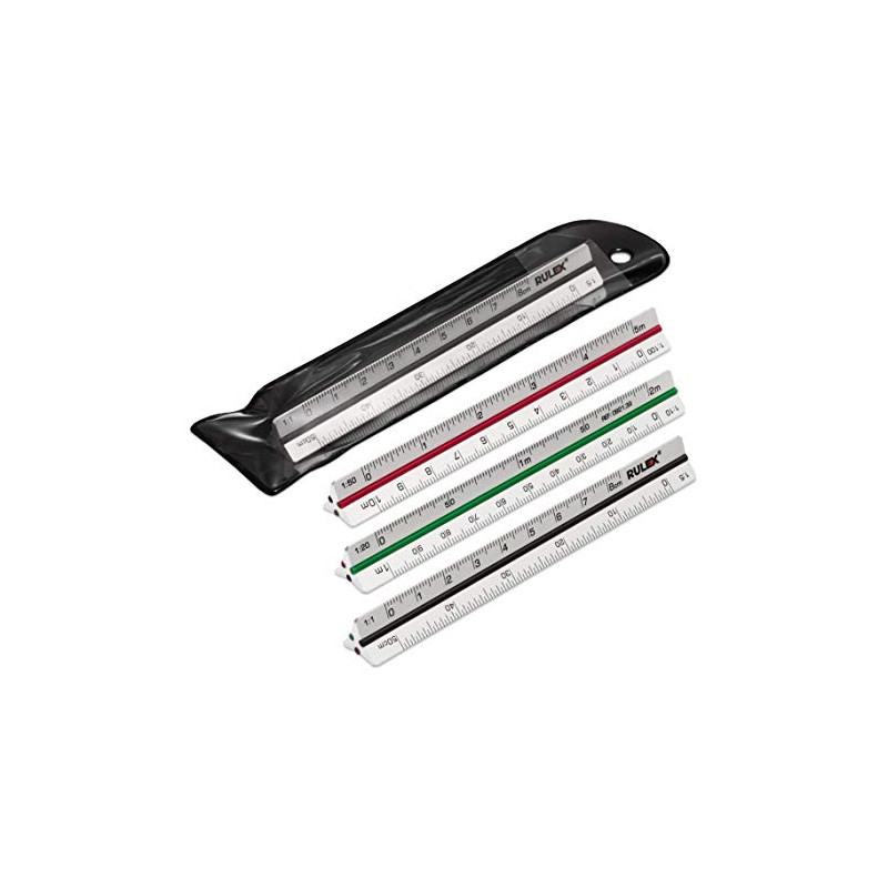 Rulex 100mm 10cm Micro Silver Metal Triangular Scale Ruler with