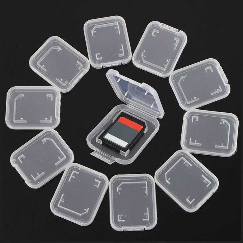 AIMALL 10PCS Transparent SD SDHC Memory Card Holder, Rigid Plastic