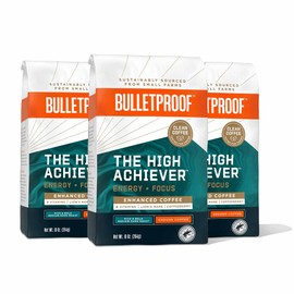 Bulletproof The High Achiever Ground Coffee, 10 Ounces (Pack of 3), Medium-Dark Roast Enhanced Coffee with Lion's Mane and B Vitamins…