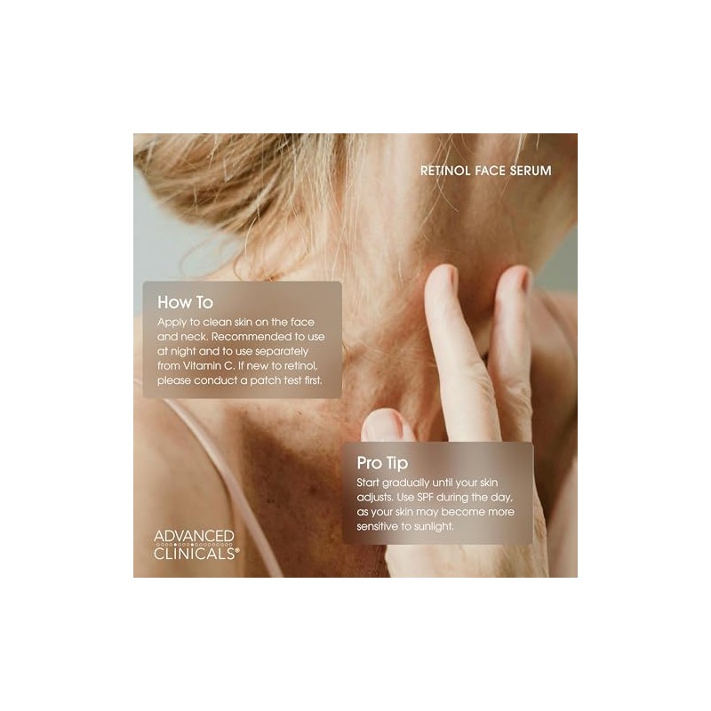 ADVANCED CLINICALS SUERO FACIAL RETINOL ANTI-ARRUGAS CON GLICERINA, ALOE VERA