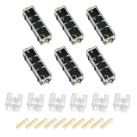Bistook 21700 Battery Holder, 1-Slot DIY Case with Protection Caps, No Soldering Brass Contacts, Transparent Cover, Modular Storage for Lithium Batteries (6-Pack)