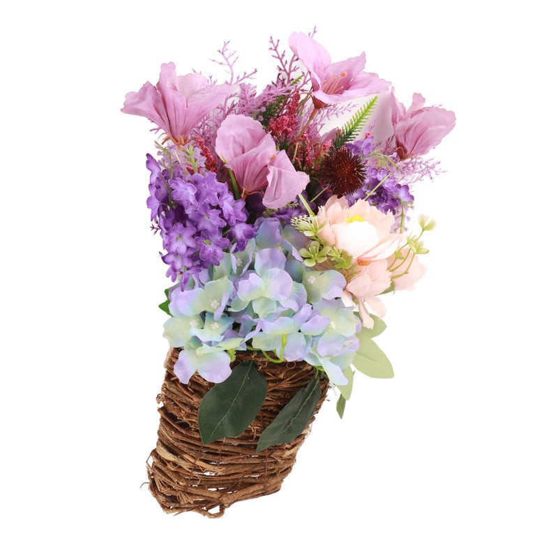 Lavender Basket Wreath for Front Door Artificial Spring Summer Wreath