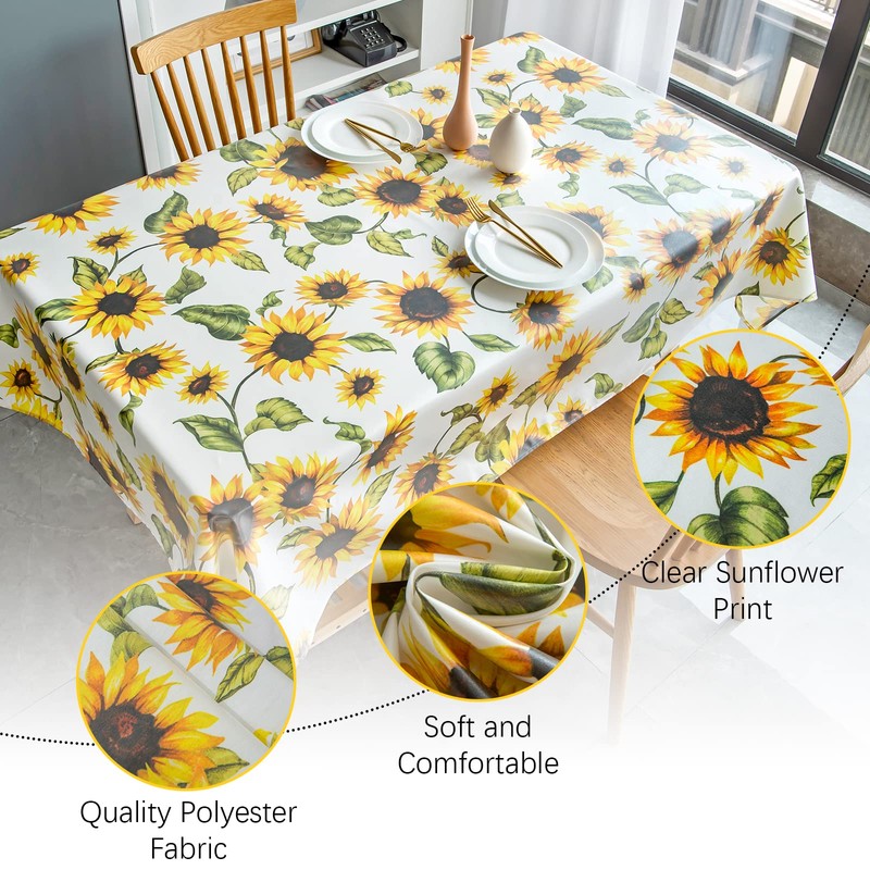 FHDUSRYO Flower Tablecloth, Classic Floral Table Cloth, Polyester Water Resistant