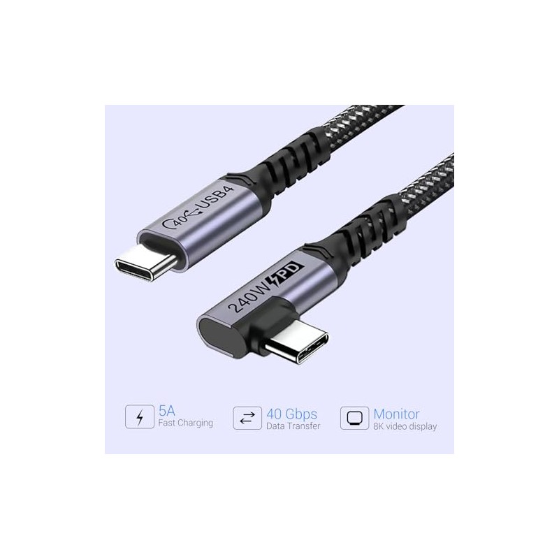 SUMPK 30cm USB 4 Kabel rechtwinklig [2 packs], 240W USB