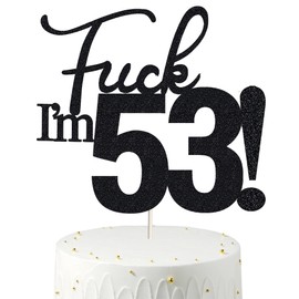53 decoraciones para tartas, 53 decoraciones para tartas de cumpleaños, purpurina negra, divertida decoración para tartas 53 para hombres, 53 decoraciones para tartas para mujeres, decoraciones de 53 cumpleaños, decoración para tartas de 53 cumpleaños, c