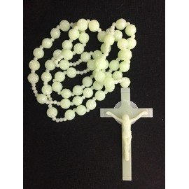 CLGIFT Glow in The Dark Rosary Necklace Giant Beads Large Long Room Decoration Rosarie 35"