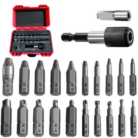 JoyTube 22 PCS Damaged Screw Extractor Set, Easy Out Stripped Screw Extractor Kit with Magnetic Extension Bit Holder & Socket Adapter for All-Purpose Extractor Easily & Quickly Remove Damaged Screws