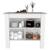 FM FURNITURE Brooklyn Kitchen Island, White, Surface Color Onix, with