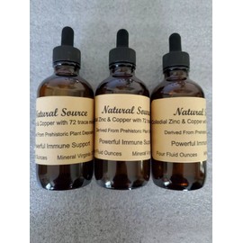 (3) Natural Source Colloidal Zinc & Copper with 72 trace minerals - 4 oz dropper